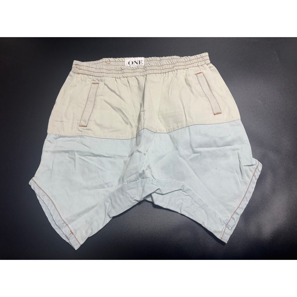 One Teaspoon New‎ Ash Calypsos Harem Two Tone Blue/Cream Denim Shorts Size XXS